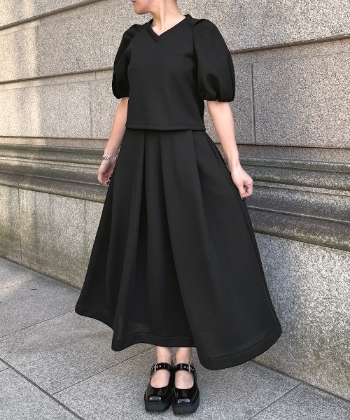 JENNE（ジェンヌ）の「タックダンボールニットスカート（スカート・レディース・ホワイト/ブラック/グレー・SMALL/MEDIUM/LARGE）」の9枚目の写真