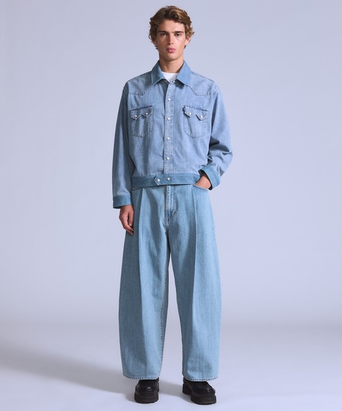 Levi's/リーバイス BLUETAB(TM) ワイドプリーツ CROP ジーンズ ライト