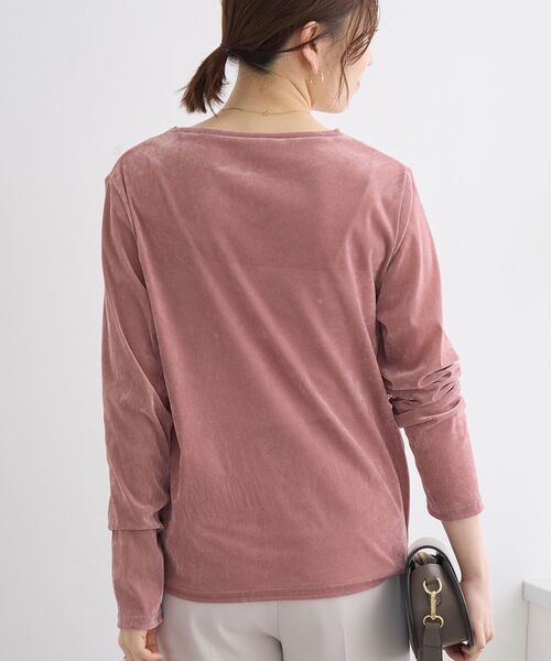 le.coeur blanc(ルクールブラン)の「シアーベロアロンT(Tシャツ/カットソー・レディース・ピンク/オフホワイト/グレー・38)」の9枚目の写真