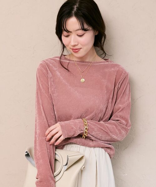 le.coeur blanc(ルクールブラン)の「シアーベロアロンT(Tシャツ/カットソー・レディース・ピンク/オフホワイト/グレー・38)」の11枚目の写真