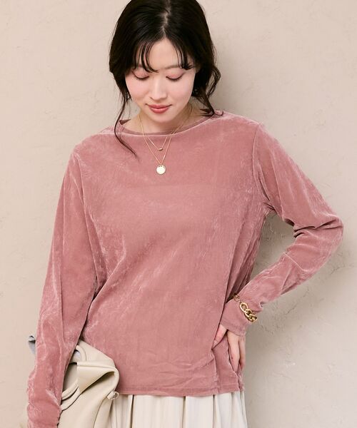 le.coeur blanc(ルクールブラン)の「シアーベロアロンT(Tシャツ/カットソー・レディース・ピンク/オフホワイト/グレー・38)」の13枚目の写真