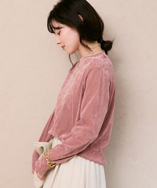 le.coeur blanc(ルクールブラン)の「シアーベロアロンT(Tシャツ/カットソー・レディース・ピンク/オフホワイト/グレー・38)」の14枚目の写真