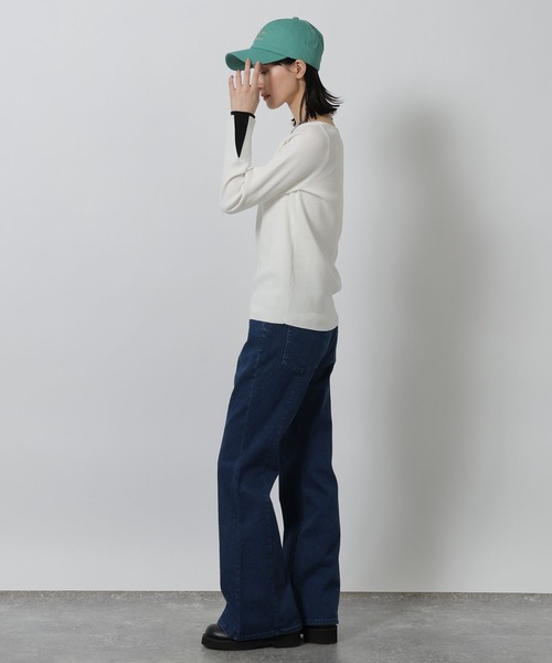 LAKOLE（ラコレ）の「12ゲージ袖レイヤーニットプルオーバー / 639732（ニット/セーター・レディース・グレー/オフホワイト/ネイビー・FREE）」の5枚目の写真