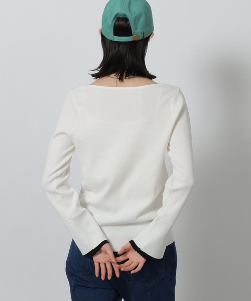 LAKOLE（ラコレ）の「12ゲージ袖レイヤーニットプルオーバー / 639732（ニット/セーター・レディース・グレー/オフホワイト/ネイビー・FREE）」の8枚目の写真