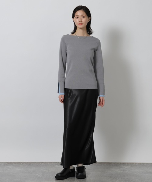 LAKOLE（ラコレ）の「12ゲージ袖レイヤーニットプルオーバー / 639732（ニット/セーター・レディース・グレー/オフホワイト/ネイビー・FREE）」の9枚目の写真