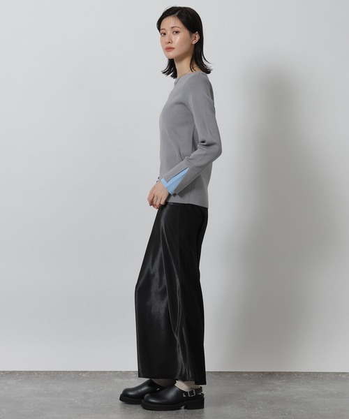 LAKOLE（ラコレ）の「12ゲージ袖レイヤーニットプルオーバー / 639732（ニット/セーター・レディース・グレー/オフホワイト/ネイビー・FREE）」の10枚目の写真