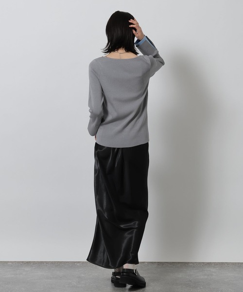 LAKOLE（ラコレ）の「12ゲージ袖レイヤーニットプルオーバー / 639732（ニット/セーター・レディース・グレー/オフホワイト/ネイビー・FREE）」の11枚目の写真