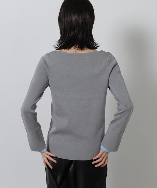 LAKOLE（ラコレ）の「12ゲージ袖レイヤーニットプルオーバー / 639732（ニット/セーター・レディース・グレー/オフホワイト/ネイビー・FREE）」の14枚目の写真