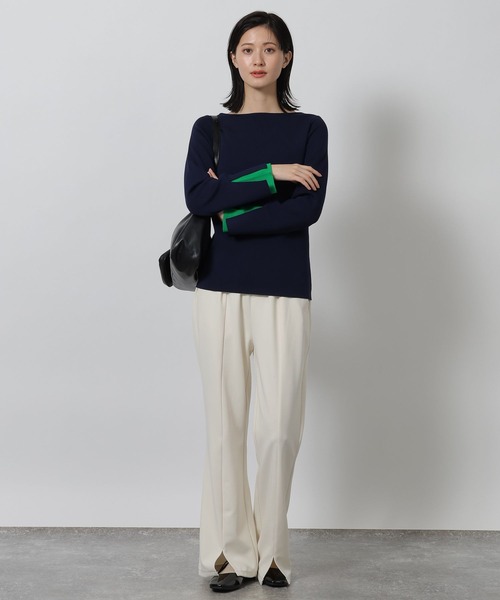 LAKOLE（ラコレ）の「12ゲージ袖レイヤーニットプルオーバー / 639732（ニット/セーター・レディース・グレー/オフホワイト/ネイビー・FREE）」の15枚目の写真