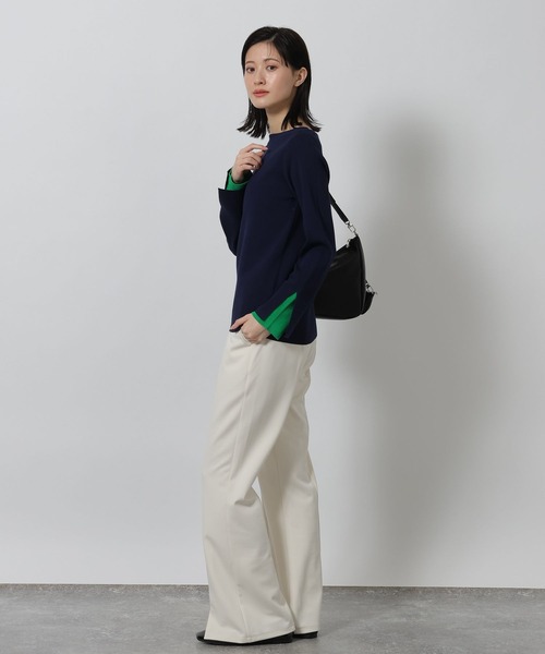 LAKOLE（ラコレ）の「12ゲージ袖レイヤーニットプルオーバー / 639732（ニット/セーター・レディース・グレー/オフホワイト/ネイビー・FREE）」の16枚目の写真