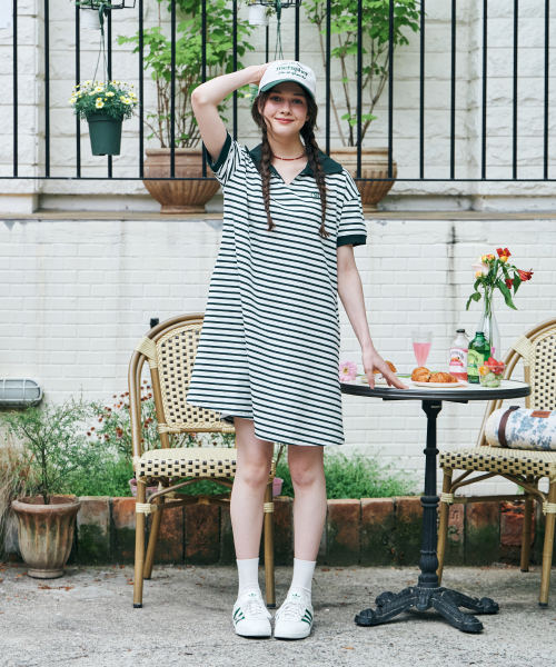 METAPHER(メタファ)の「MET ストライプカラー夏ワンピースグリーン(ワンピース・レディース・その他・FREE)」の1枚目の写真