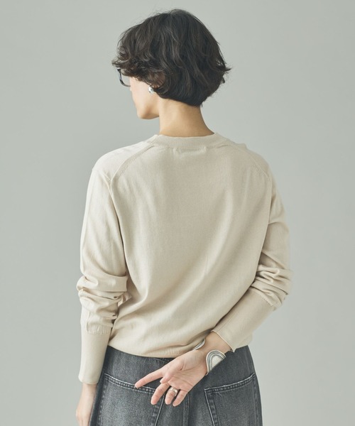 Curensology（カレンソロジー）の「Curensology(カレンソロジー)/ファインコットンクルーネックプルオーバー（ニット/セーター・レディース・ブラウン/アイボリー/ブラック・FREE）」の6枚目の写真