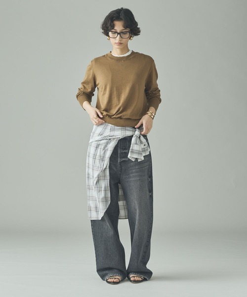 Curensology（カレンソロジー）の「Curensology(カレンソロジー)/ファインコットンクルーネックプルオーバー（ニット/セーター・レディース・ブラウン/アイボリー/ブラック・FREE）」の19枚目の写真