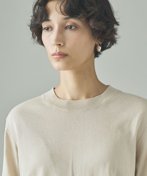Curensology（カレンソロジー）の「Curensology(カレンソロジー)/ファインコットンクルーネックプルオーバー（ニット/セーター・レディース・ブラウン/アイボリー/ブラック・FREE）」の12枚目の写真