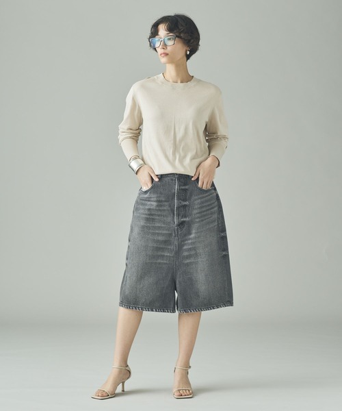 Curensology（カレンソロジー）の「Curensology(カレンソロジー)/ファインコットンクルーネックプルオーバー（ニット/セーター・レディース・ブラウン/アイボリー/ブラック・FREE）」の8枚目の写真