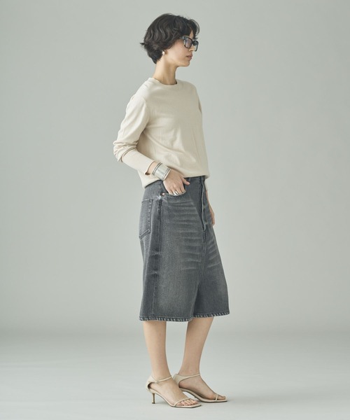 Curensology（カレンソロジー）の「Curensology(カレンソロジー)/ファインコットンクルーネックプルオーバー（ニット/セーター・レディース・ブラウン/アイボリー/ブラック・FREE）」の9枚目の写真