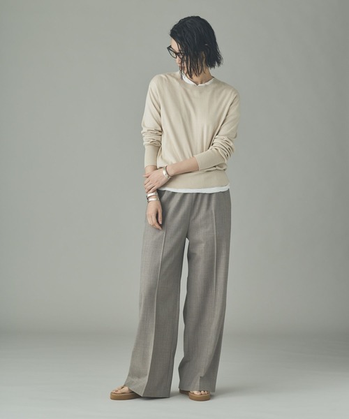 Curensology（カレンソロジー）の「Curensology(カレンソロジー)/ファインコットンクルーネックプルオーバー（ニット/セーター・レディース・ブラウン/アイボリー/ブラック・FREE）」の11枚目の写真