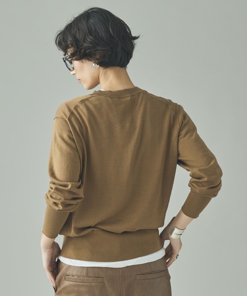 Curensology（カレンソロジー）の「Curensology(カレンソロジー)/ファインコットンクルーネックプルオーバー（ニット/セーター・レディース・ブラウン/アイボリー/ブラック・FREE）」の16枚目の写真