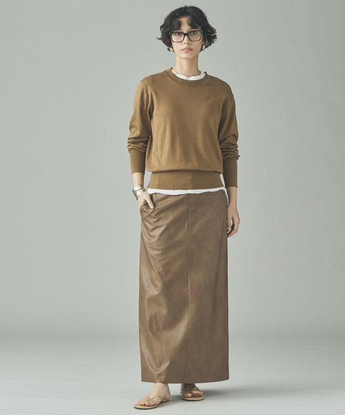 Curensology（カレンソロジー）の「Curensology(カレンソロジー)/ファインコットンクルーネックプルオーバー（ニット/セーター・レディース・ブラウン/アイボリー/ブラック・FREE）」の17枚目の写真