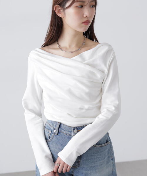 FREE'S MART(フリーズマート)の「◆〈MFM〉オフショルミニ裏毛カットソー(Tシャツ/カットソー・レディース・ホワイト/グレー系その他/イエロー・FREE)」の2枚目の写真