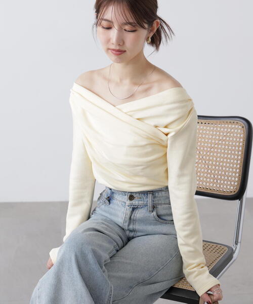 FREE'S MART(フリーズマート)の「◆〈MFM〉オフショルミニ裏毛カットソー(Tシャツ/カットソー・レディース・ホワイト/グレー系その他/イエロー・FREE)」の1枚目の写真