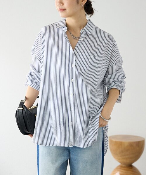 RIVE DROITE（リヴドロワ）の「【Yossshiiii企画】バックロゴワイドシャツ（シャツ/ブラウス・レディース・サックスブルー/ホワイト/ピンク・FREE）」の19枚目の写真