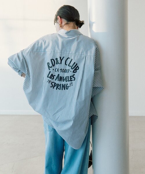 RIVE DROITE（リヴドロワ）の「【インフルエンサーYossshiiii企画】バックロゴワイドシャツ（シャツ/ブラウス・レディース・サックスブルー/ホワイト/ピンク・FREE）」の8枚目の写真