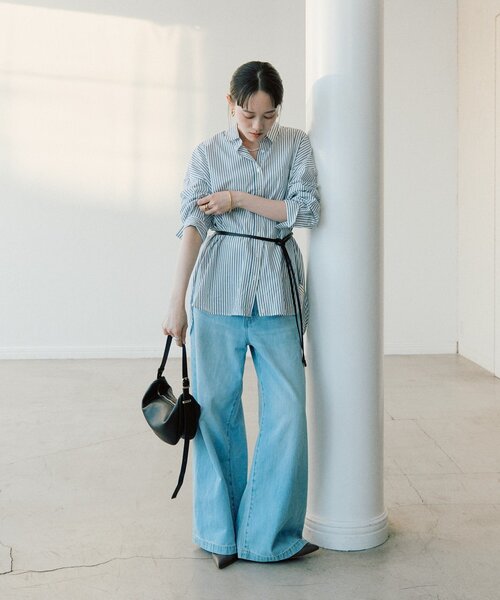 RIVE DROITE（リヴドロワ）の「【インフルエンサーYossshiiii企画】バックロゴワイドシャツ（シャツ/ブラウス・レディース・サックスブルー/ホワイト/ピンク・FREE）」の9枚目の写真