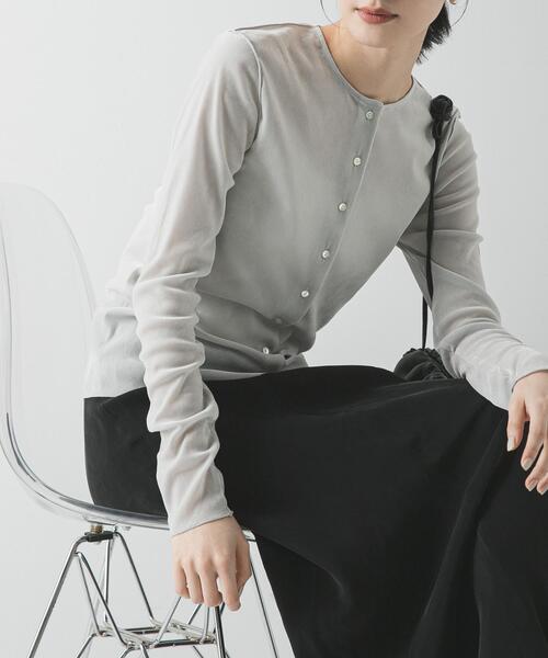 URBAN RESEARCH（アーバンリサーチ）の「シアーフロッキーコンパクトカーディガン（カーディガン/ボレロ・レディース・ピンク/ライトグレー/カーキ・FREE）」の2枚目の写真