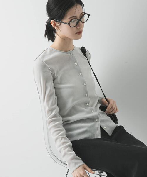 URBAN RESEARCH（アーバンリサーチ）の「シアーフロッキーコンパクトカーディガン（カーディガン/ボレロ・レディース・ピンク/ライトグレー/カーキ・FREE）」の8枚目の写真