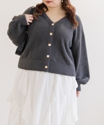CLETTEオリジナルゴールドボタンシャギーニットカーディガン