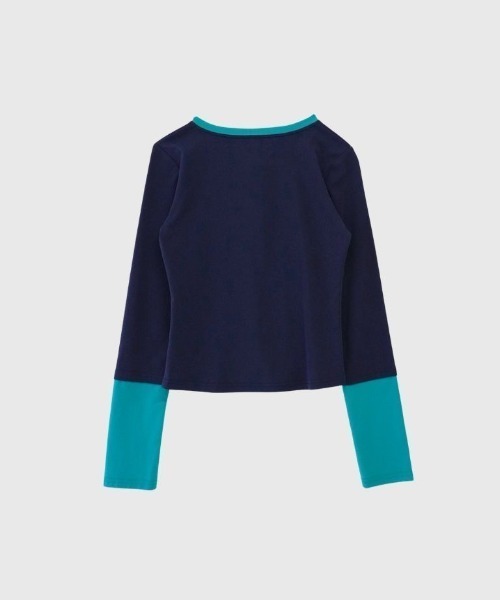Enewd nina(エニュードニーナ)の「half button bicolor tops#3(Tシャツ/カットソー・レディース・ネイビー/グレー・FREE)」の19枚目の写真