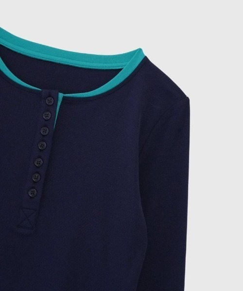 Enewd nina(エニュードニーナ)の「half button bicolor tops#3(Tシャツ/カットソー・レディース・ネイビー/グレー・FREE)」の20枚目の写真