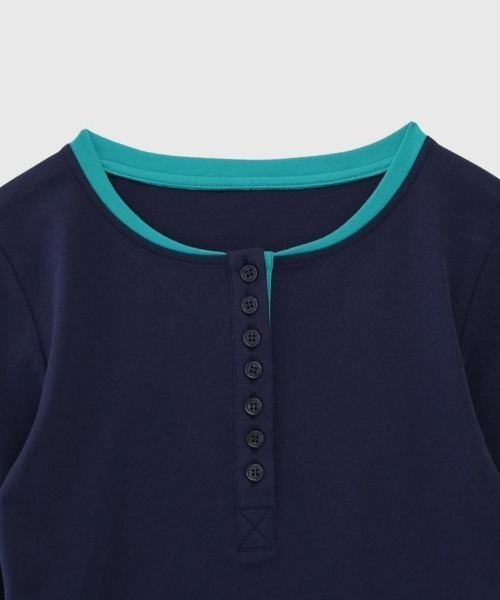 Enewd nina(エニュードニーナ)の「half button bicolor tops#3(Tシャツ/カットソー・レディース・ネイビー/グレー・FREE)」の22枚目の写真