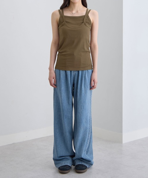CHAN ME（チャンミ）の「レイヤードノースリーブタンクトップ（タンクトップ・レディース・ホワイト/カーキ・LARGE/MEDIUM/X-LARGE）」の9枚目の写真
