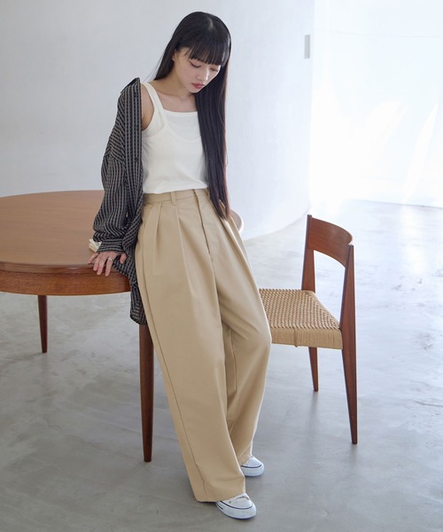 CHAN ME（チャンミ）の「レイヤードノースリーブタンクトップ（タンクトップ・レディース・ホワイト/カーキ・LARGE/MEDIUM/X-LARGE）」の14枚目の写真