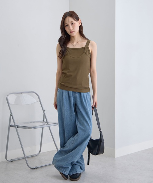 CHAN ME（チャンミ）の「レイヤードノースリーブタンクトップ（タンクトップ・レディース・ホワイト/カーキ・LARGE/MEDIUM/X-LARGE）」の20枚目の写真