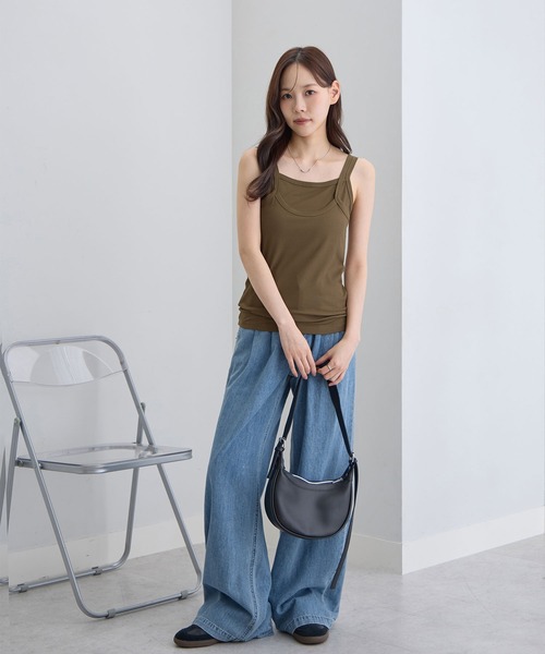 CHAN ME（チャンミ）の「レイヤードノースリーブタンクトップ（タンクトップ・レディース・ホワイト/カーキ・LARGE/MEDIUM/X-LARGE）」の19枚目の写真