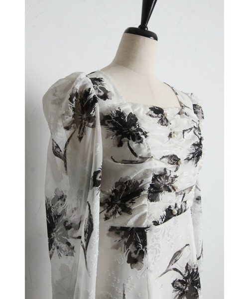 tocco closet（トッコ　クローゼット）の「【ZOZO限定】モノトーンシアーフラワーワンピース（ワンピース・レディース・ブラック/オフホワイト・M）」の9枚目の写真