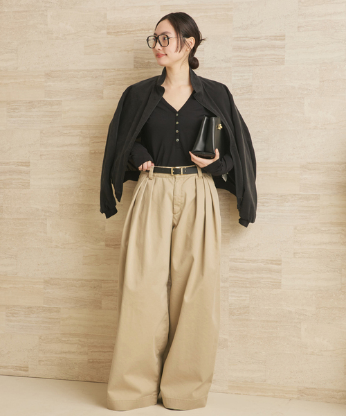 plage（プラージュ）の「《追加》R’IAM Super wide CHINO パンツ（チノパンツ・レディース・ベージュ・34/36/38）」の4枚目の写真