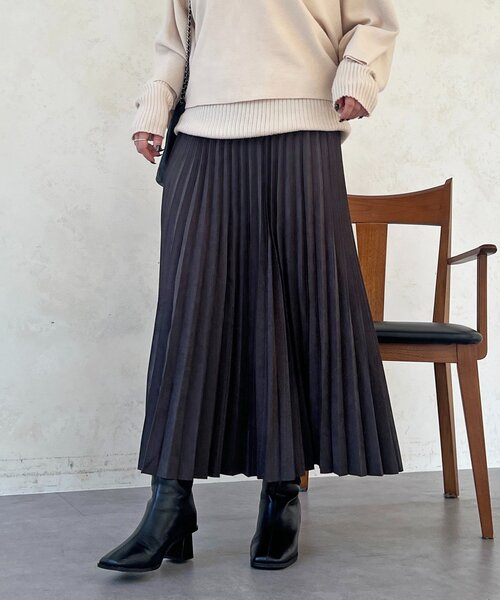 un dix cors（アンディコール）の「アコーディオンプリーツスカート（スカート・レディース・チャコールグレー/ブルー/ベージュ・FREE）」の13枚目の写真