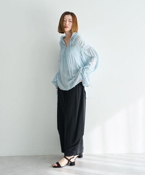 Editt by YECCA VECCA(エディットバイイェッカヴェッカ)の「コクーンドレープワイドパンツ(その他パンツ・レディース・ベージュ/ブラック/ライトベージュ・FREE)」の13枚目の写真