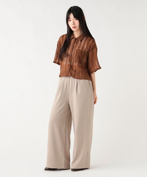 BEAMS HEART(ビームスハート)の「シアー チェック レギュラー シャツ(シャツ/ブラウス・レディース・イエロー/ブラウン/グレー・FREE)」の5枚目の写真