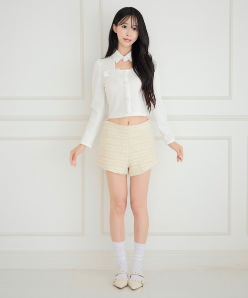ALLuRing ChaRm(アリュリングチャーム)の「Tweed High-Waisted Shorts / ツイードハイウエストショートパンツ(その他パンツ・レディース・ホワイト/ブラック・S/M)」の22枚目の写真