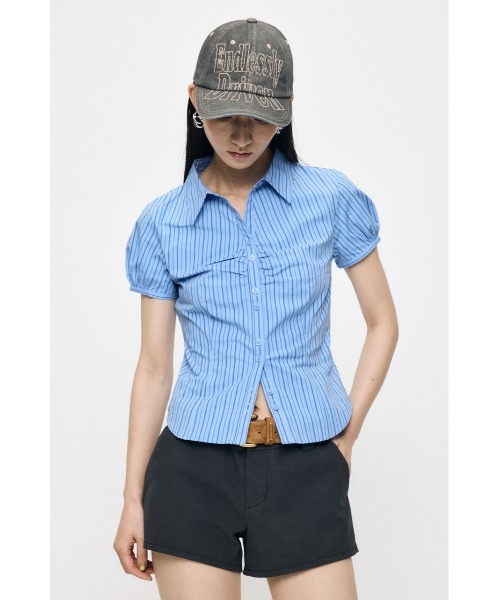 MOUSSY(マウジー)の「SHORT SLEEVE FIT シャツ(シャツ/ブラウス・レディース・ブルー系その他/ピンク/ホワイト/ネイビー系・1/2)」の8枚目の写真