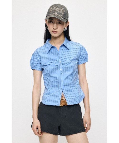MOUSSY(マウジー)の「SHORT SLEEVE FIT シャツ(シャツ/ブラウス・レディース・ブルー系その他/ピンク/ホワイト/ネイビー系・1/2)」の9枚目の写真