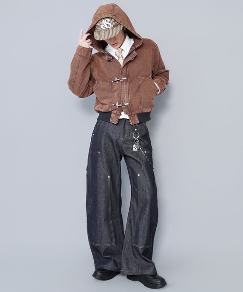 SPINNS（スピンズ）の「短丈ヴィンテージライクファイヤーマンアクティブジャケット/ダブルジップ/リアルツリーカモ/ユニセックス（その他アウター・メンズ・リアルツリーカモ/ブラウン/ブラック・ONESIZE）」の9枚目の写真