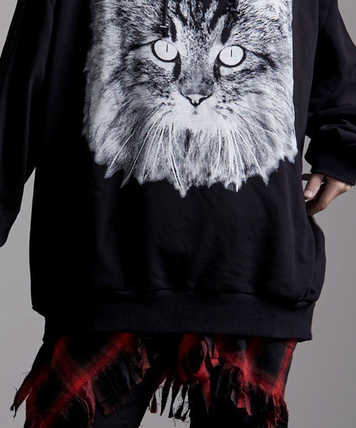 CIVARIZE（シヴァーライズ）の「『CIVARIZE/シヴァーライズ』猫プリントプルオーバーパーカー（パーカー・メンズ・ホワイト/ブラック・FREE）」の8枚目の写真