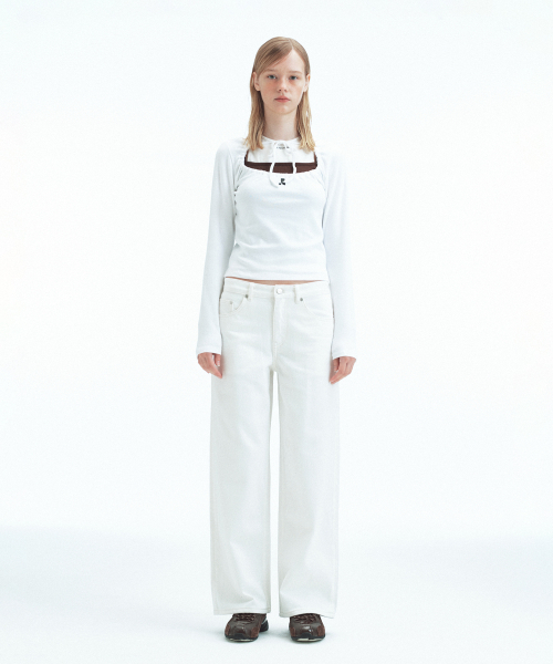 Rest&Recreation(レストアンドレクリエーション)の「TIE LONG SLEEVE TOP - WHITE(Tシャツ/カットソー・レディース・その他・ONE)」の3枚目の写真