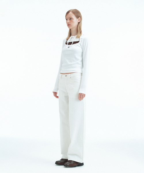 Rest&Recreation(レストアンドレクリエーション)の「TIE LONG SLEEVE TOP - WHITE(Tシャツ/カットソー・レディース・その他・ONE)」の4枚目の写真